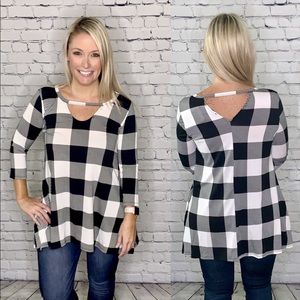 Black & Ivory Buffalo Plaid Top